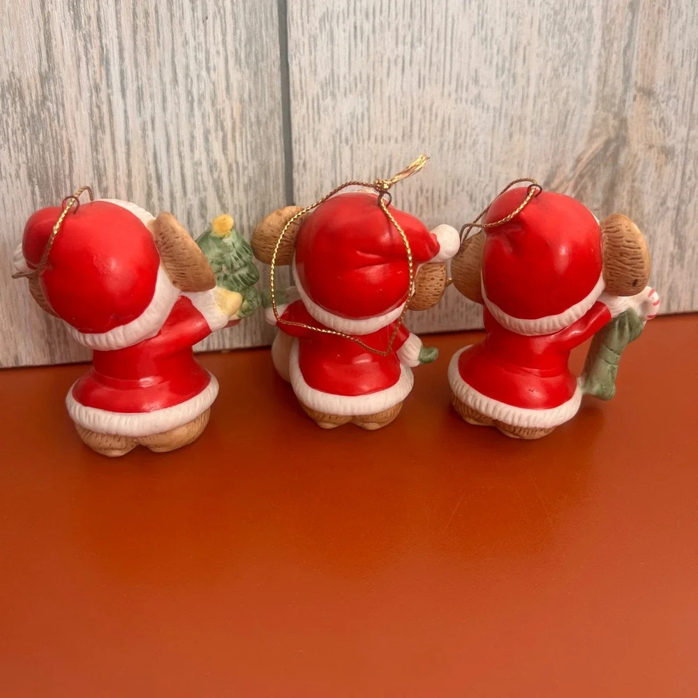 Homco Vintage Christmas Mouse Ornaments Set of 3 Ceramic Santa Mice 5252 Red